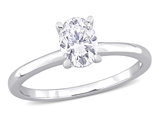 1.00 Carat (ctw) Lab Created Oval-Cut Moissanite Engagement Ring in Sterling Silver